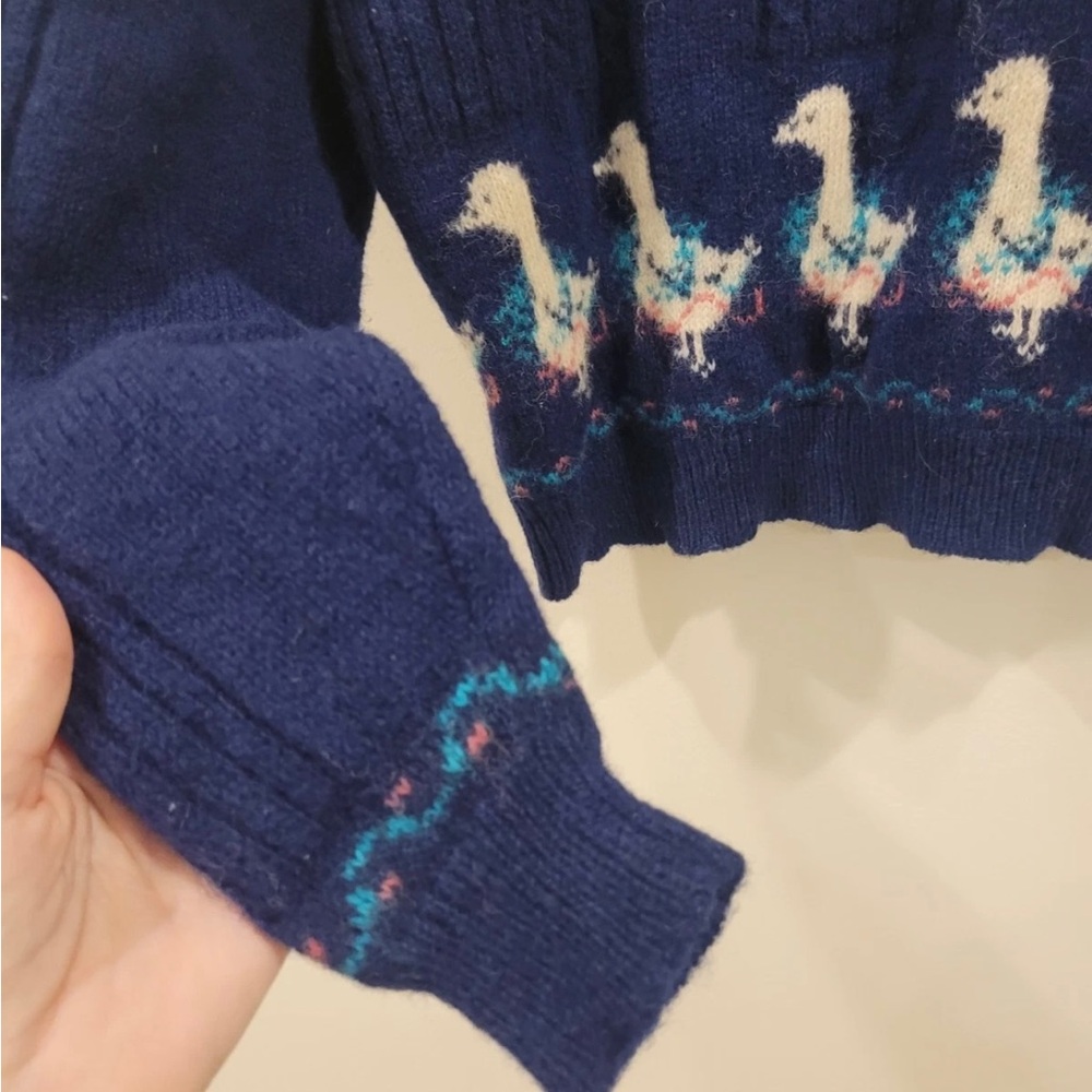 Super RARE Woolrich Vintage Blue Sweater 100% wool Geese Design - Picture 3 of 9